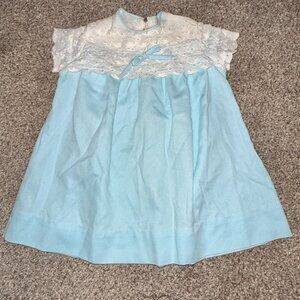 Vintage 1960s? Patty Dee Blue Infant Toddler Girls Dress eyelet trim 18m?
